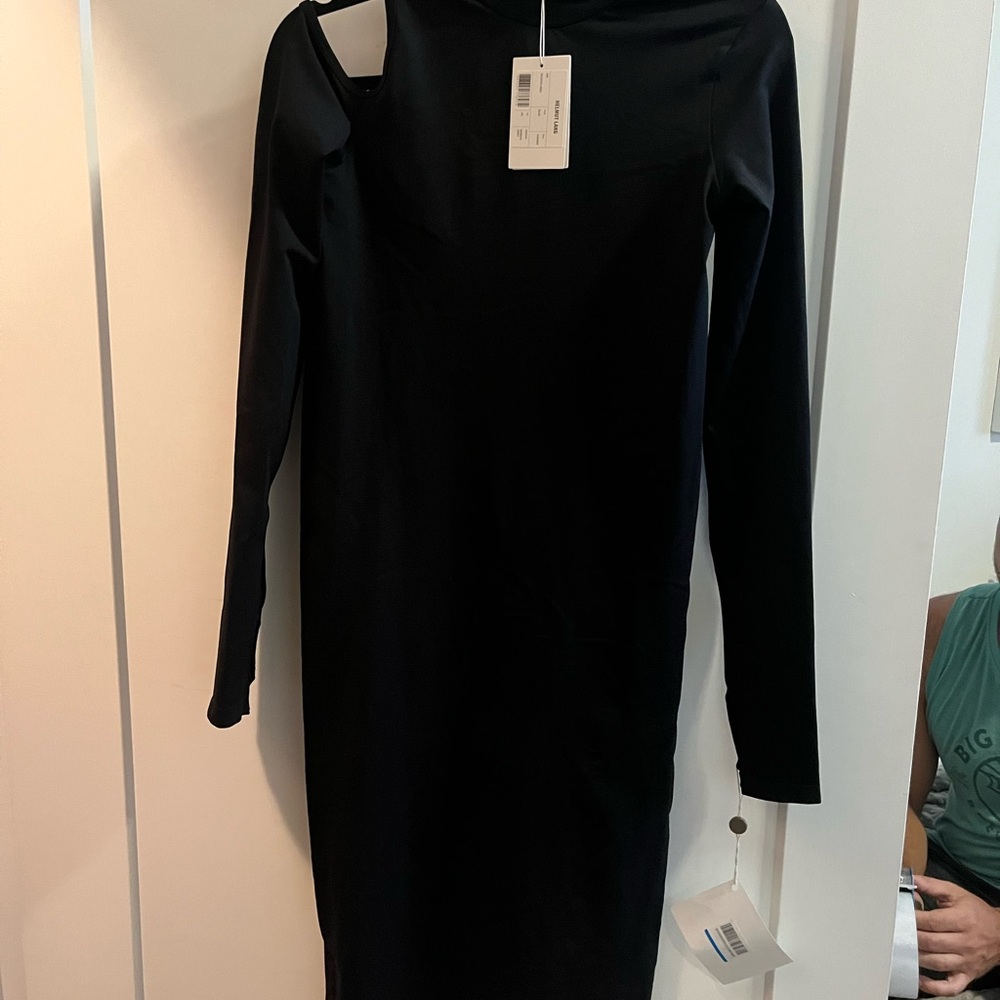 Helmut Lang Black Mock Neck Bodycon Dress